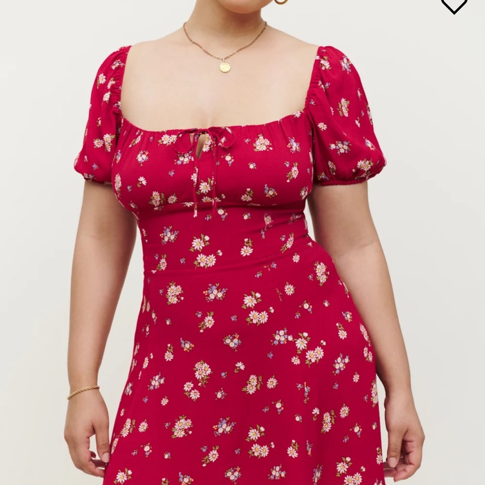 Reformation Red Floral Midi Dress